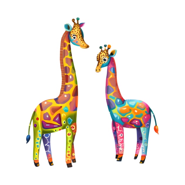 Colourful Giraffes by Calisi