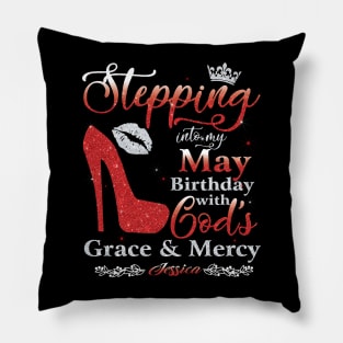 Stepping Into My May Birthday with God's Grace & Mercy Pillow