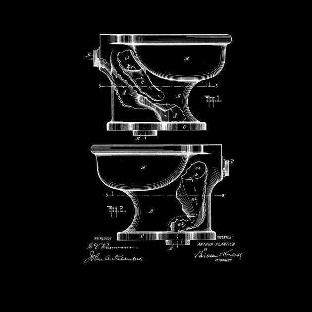 Toilet Water Closet Vintage Patent Drawing by TheYoungDesigns