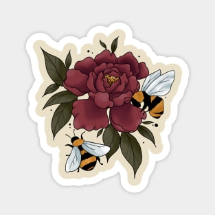 Sweet little funny bee and their flowers Magnet