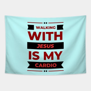 Walking With Jesus is My Cardio | Funny Christian Workout Tapestry