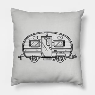 Line art of a vintage caravan Pillow