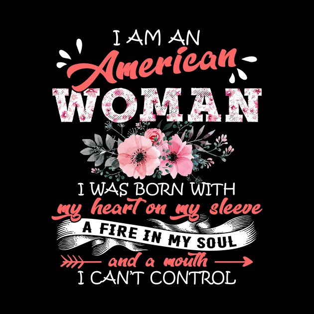 American Woman I Was Born With My Heart on My Sleeve Floral United States Flowers Graphic by Kens Shop