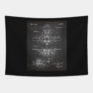 Seaplane Patent - Biwing Seaplane Art - Black Chalkboard Tapestry