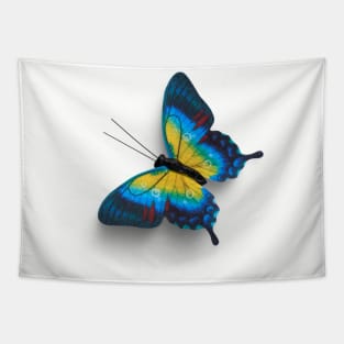 Real Butterfly Blue Yellow Tapestry