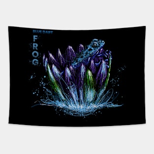 Scribble Blue Frog Tapestry