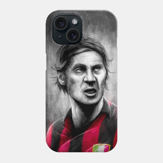 Paolo Maldini - AC Milan Serie A Football Artwork Phone Case by barrymasterson