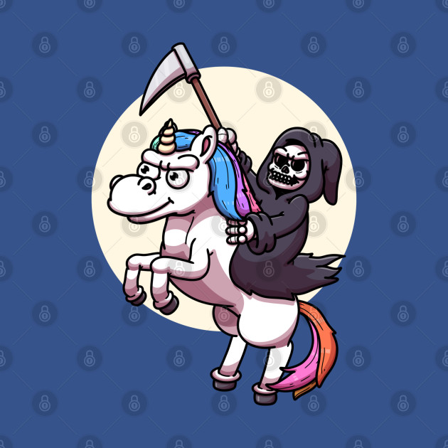 Disover Grim Reaper Riding Unicorn Night Edition - Death Riding Unicorn - T-Shirt