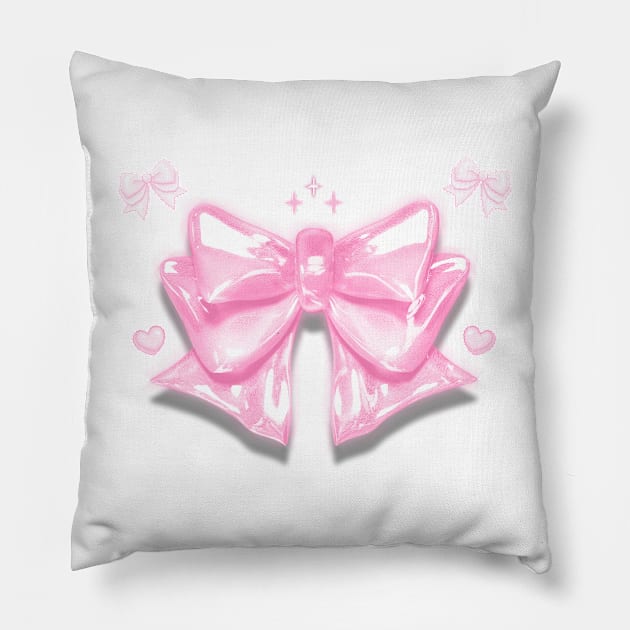 Coquette pink bow Pillow by LANX