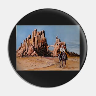 Oil painting landscape with cowboys. western apocalyptic style Pin