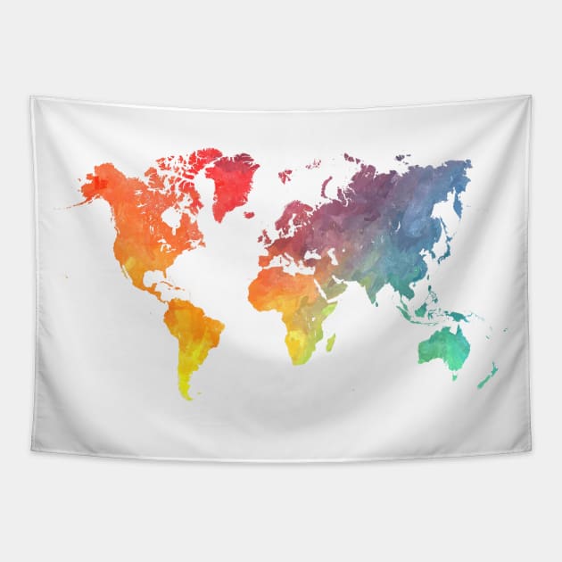 world map colored #map #worldmap Tapestry by JBJart