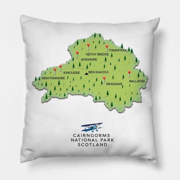 Cairngorms National Park Map Pillow by nickemporium1