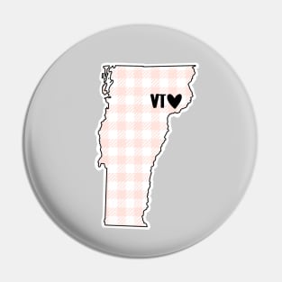 USA States: Vermont (pink plaid) Pin