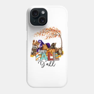 Happy Fall Yall Cute Cat And Pumpkins Autumn Phone Case