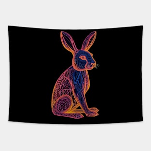 AI DMT Bunny Rabbit Art - Psychedelic Digital Drawing Tapestry