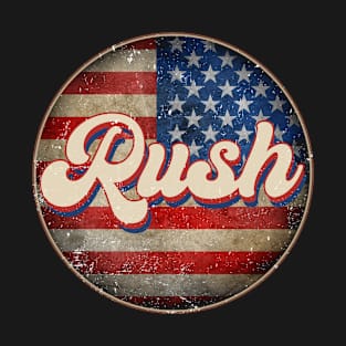 Vintage Rush Proud Name Personalized Retro Styles American Flag T-Shirt