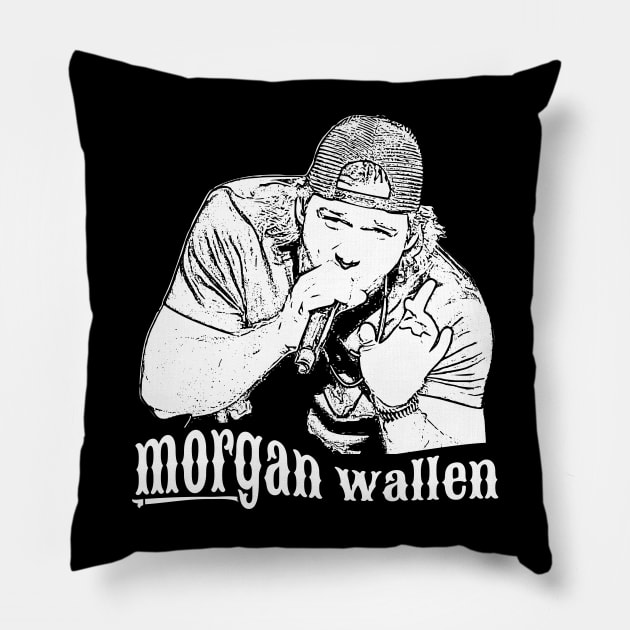 Morgan wallen // White retro Pillow by Degiab