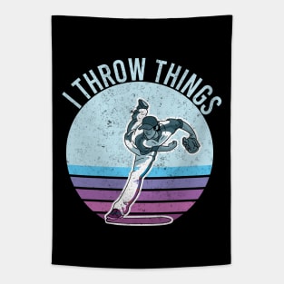 I Throw Stuff Things Baseball I Like To Throw Things Sports Tapestry