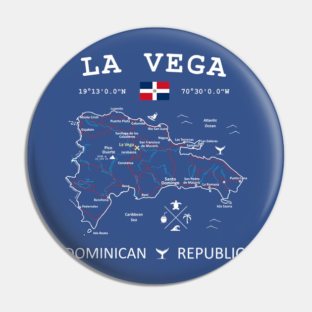 La Vega Dominican Republic Flag Travel Map Coordinates GPS Pin by French Salsa