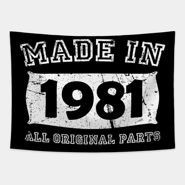 Made 1981 Original Parts Birthday Gifts distressed Tapestry by star trek fanart and more