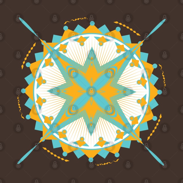 Mandala turquoise and yellow decoration by Metwalli