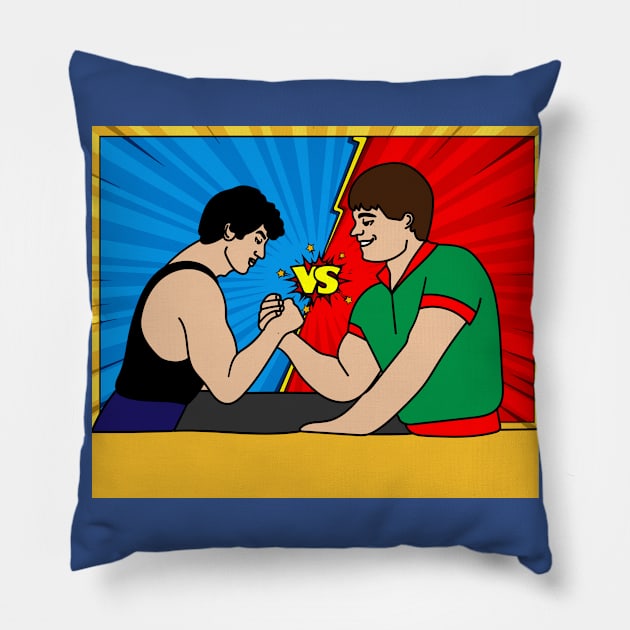 Funny Colorful Arm Wrestling Pillow by flofin