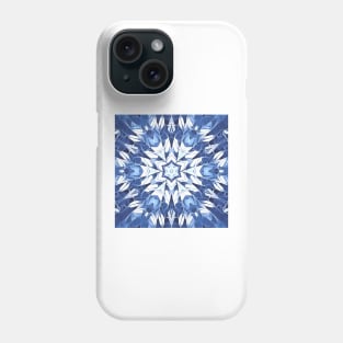geometric snowflake pattern and design hexagonal kaleidoscopic style in shades of BLUE Phone Case