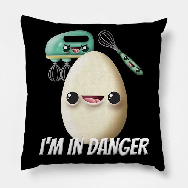 Angry Egg Beater I'm In Danger Egg Pillow by Swagazon