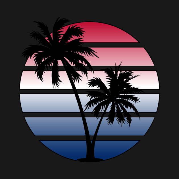 Retrowave Red White Blue Sunset by Brobocop