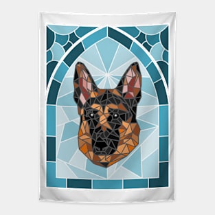 Stained Glass German Shepherd Tapestry