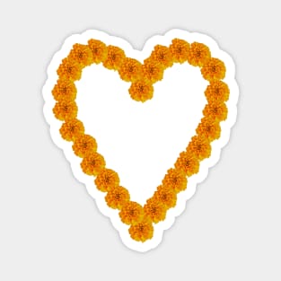 Orange Marigold Flowers Heart Magnet