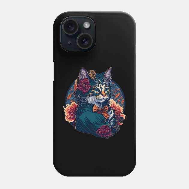 Purr-fectly Stylish: Cartoon Lady Cat in Hat and Shawl Phone Case by ImaginativeInkPOD