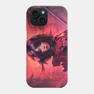 Sakura Female Samurai In Front Of A Temple Phone Case