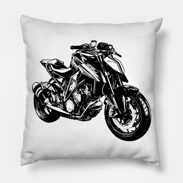Super Duke 1290 Bike Sketch Art Pillow by KAM Std