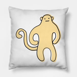 Cute Silly Simple Minimalist Pastel Yellow Monkey Pillow