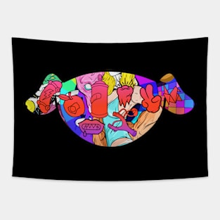 Mad dog logo face icon drawing Tapestry
