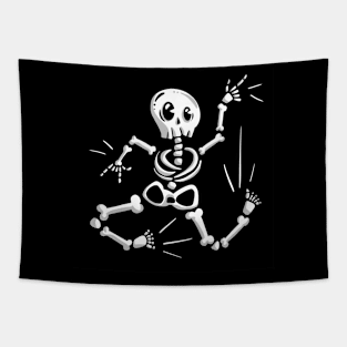 Dancing Skeleton Cartoon Halloween Fun Tapestry