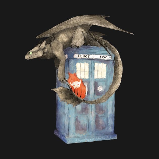 Toothless and the TARDIS by FoxintheBushStudios