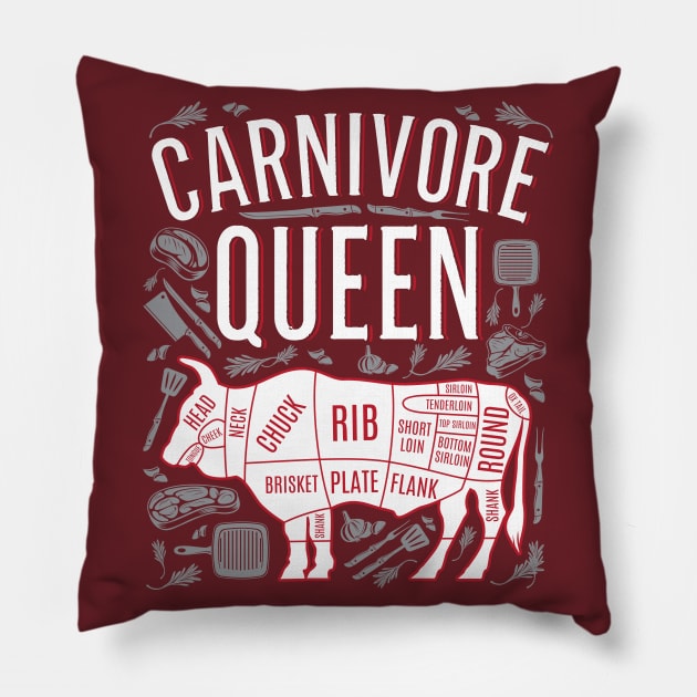 Carnivore Queen Pillow by TheCraftyDrunkCo