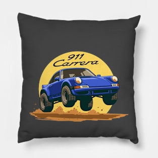 car 911 carrera offroad rally dakar blue Pillow