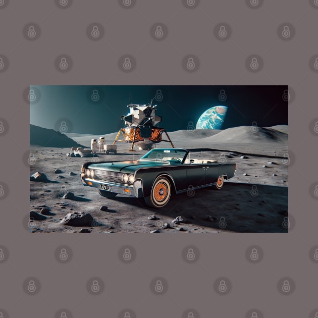 1963 Lincoln Continental Convertible on the Moon by NebulaWave