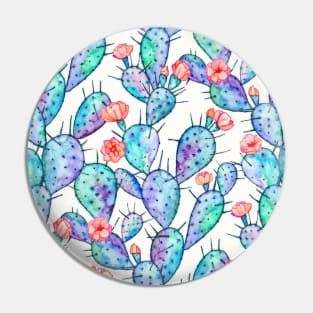 Rainbow Watercolor Cactus Pattern Pin