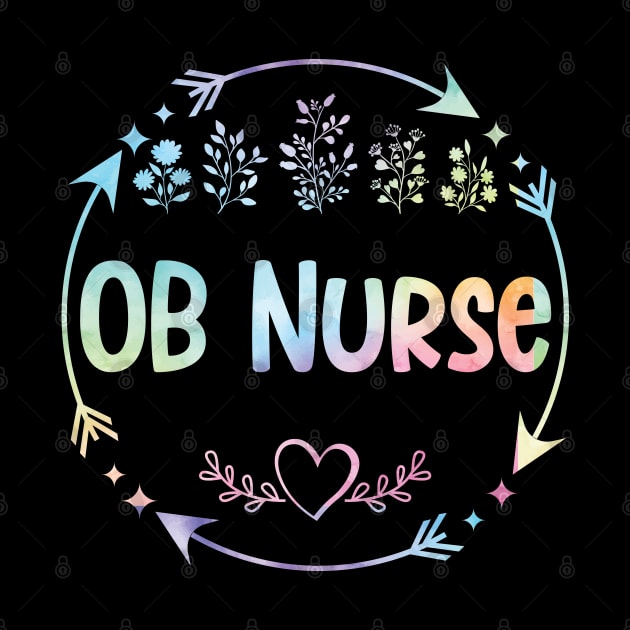 OB Nurse cute floral watercolor by ARTBYHM