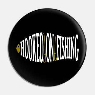 Hooked On Fishing Word Art Pin