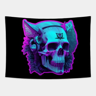 Synthwave skull Tapestry