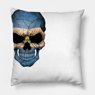 El Salvador Flag Skull Pillow