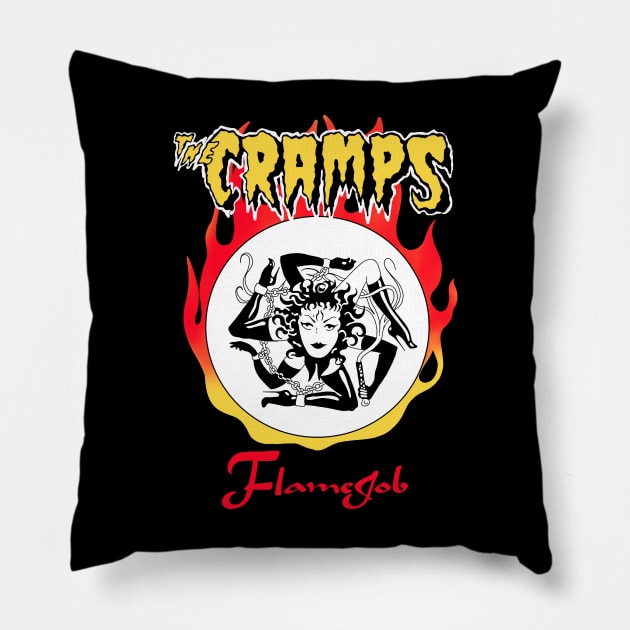 the cramps flame job Pillow by Brunocoffee.id