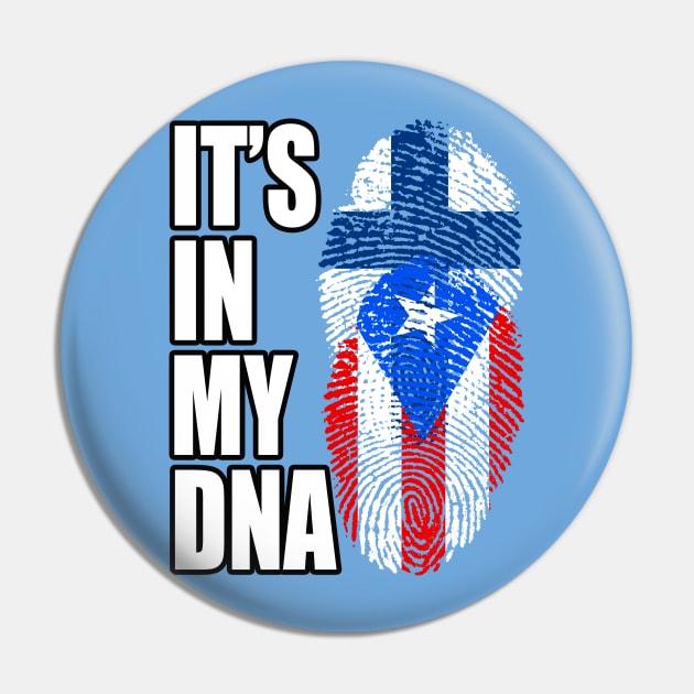 Finnish And Puerto Rican Mix DNA Flag Heritage Pin by Just Rep It!!