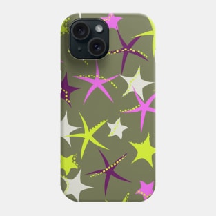 Starfish galaxy in lime green, regal purple, hot pink and olive green Phone Case