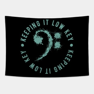 Bass Clef Bue Retro - Keeping It Low Key Funny Music Lovers Gift Tapestry